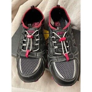 Body Glove Hybrid MTX‎ Black Pink Faux Leather Elastic Lace Women Sneakers Sz 10